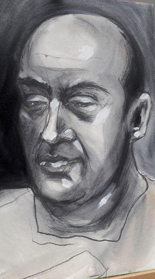 Ian. Oil, thinner and soluble graphite on paper
