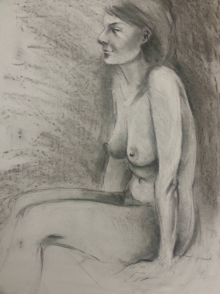 Charcoal life drawing sketch
