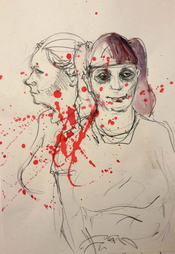 Dr Sketchy's Stephen King night! Twins from The Shining