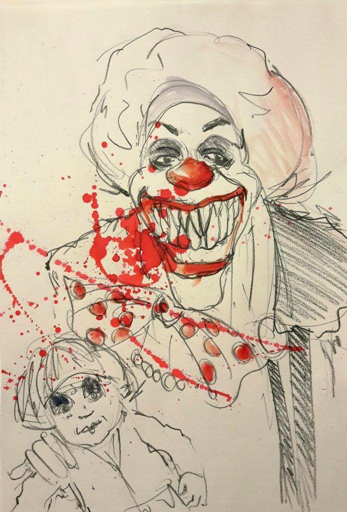 Dr Sketchy's Stephen King night! Pennywise from IT.