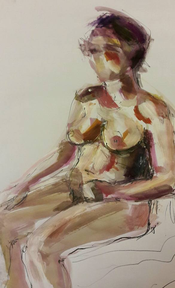 Sarah. Experiments with quick mark-making. Graphite and acrylic on paper