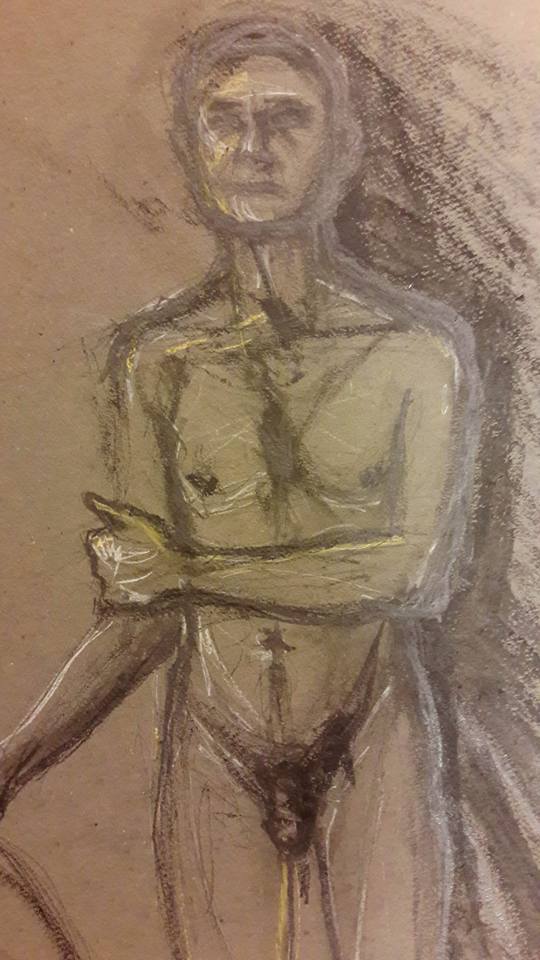 Stephen on pulpboard. Graphite and chalk