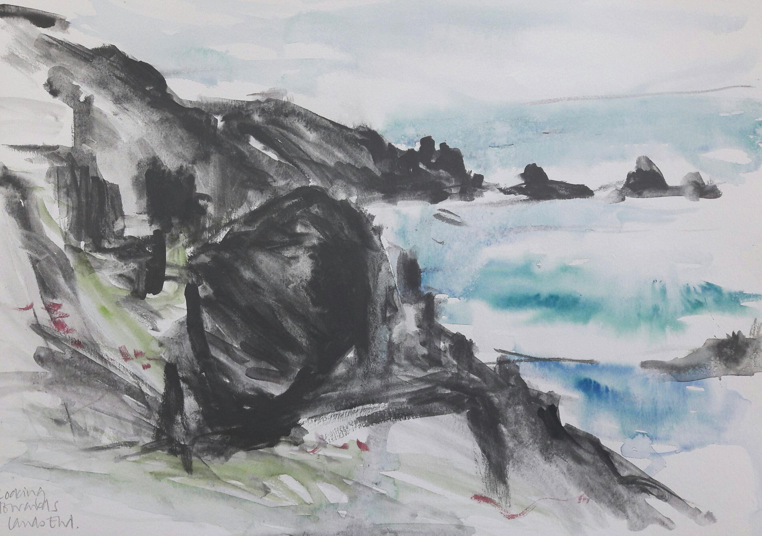 Towards Lands End. Graphite and watercolour