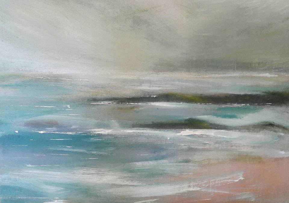 Low Newton. Underpainting for sea study. Acrylic on canvas