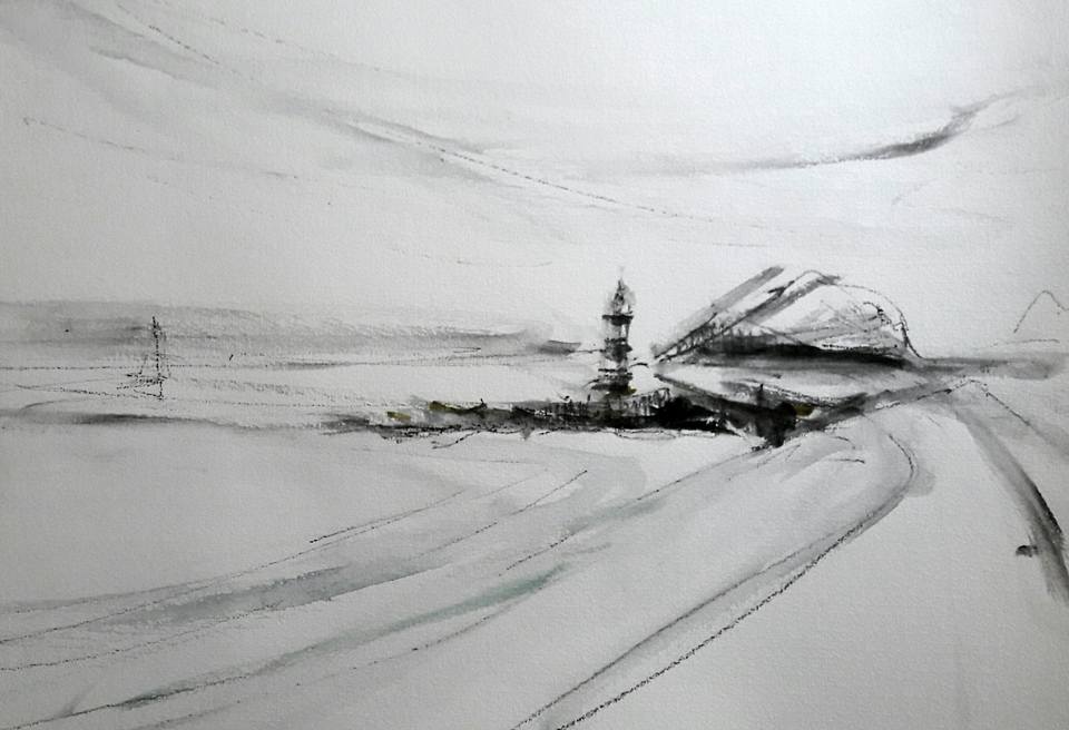 Penmon Lighthouse, Anglesey. Composition sketch