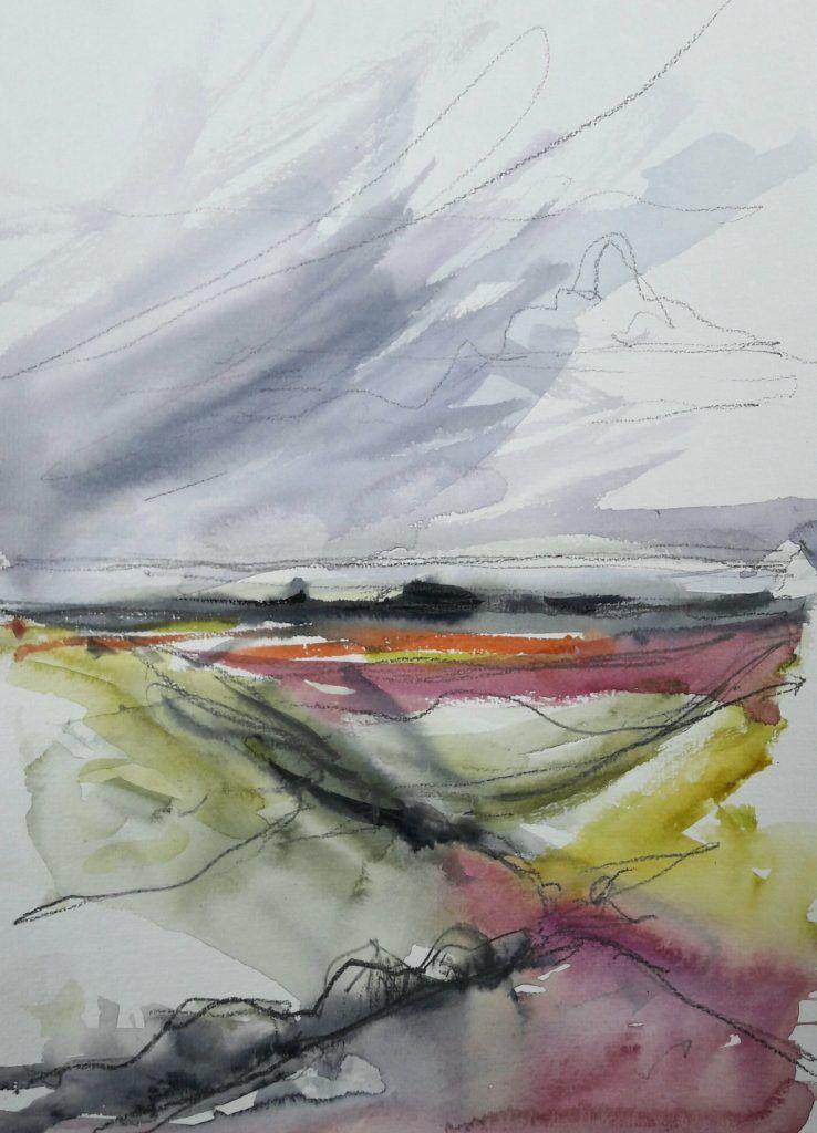 Hole of Horcum. Graphite and watercolour