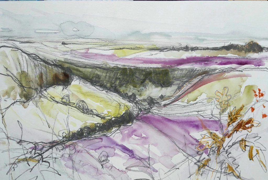 Hole of Horcum. Graphite and watercolour