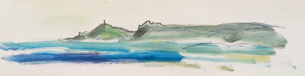 Cape Cornwall. Acrylic and graphite on paper