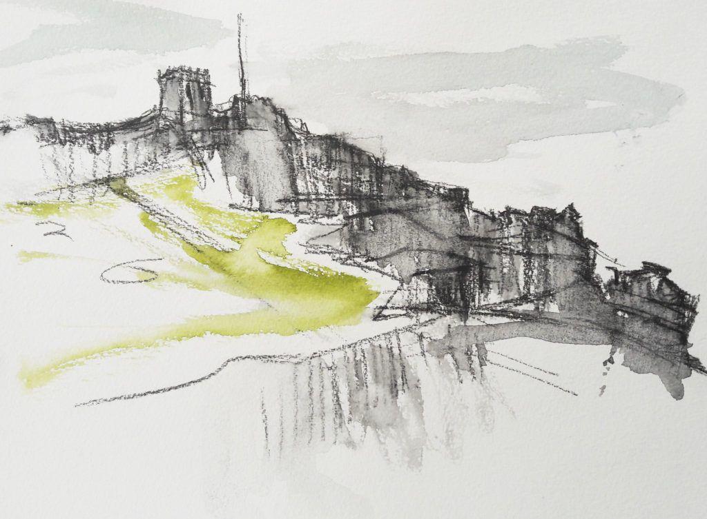 The Lookout sketched from the breakwater. Widy again, but it only served to speed up my work and make me concentrate on the essential