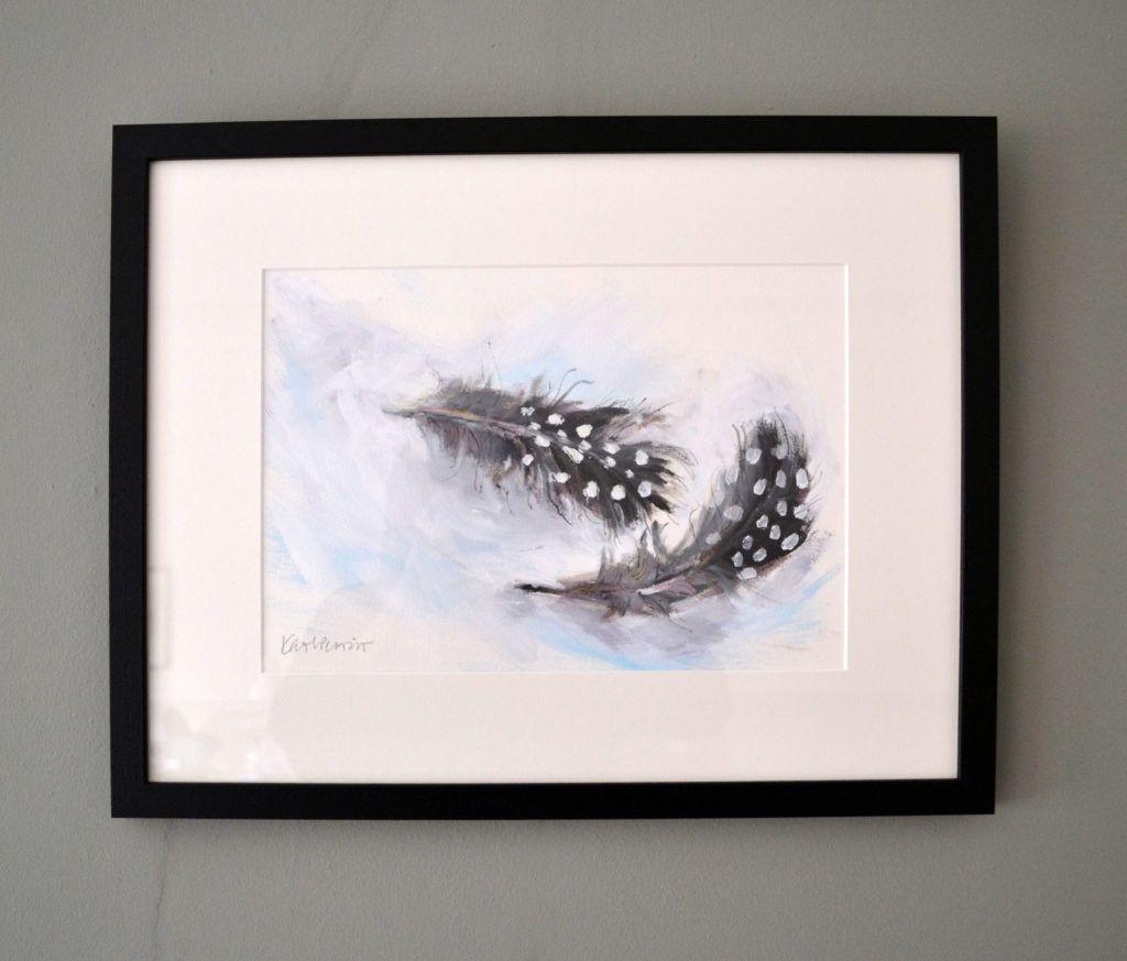 Guinea Fowl Feathers. Original acrylic and graphite on acrylic paper