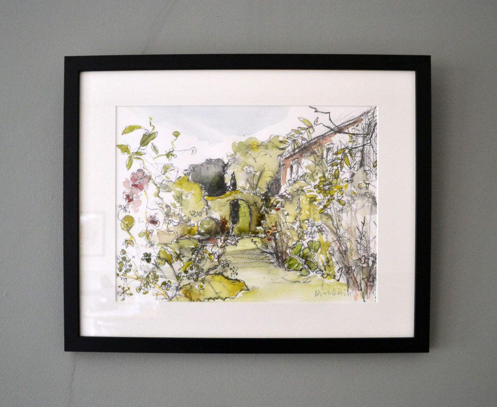 In the Front Garden. Original graphite and watercolour on acid-free Bockingford paper