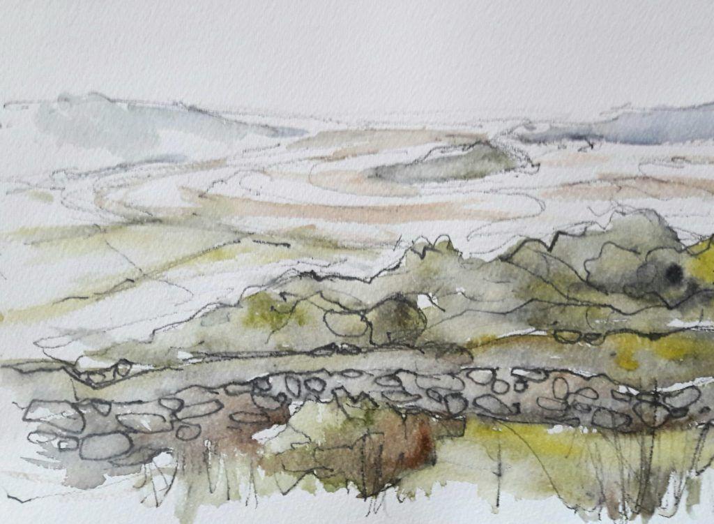 Misty view of estuary and Ynys Gifftan from Llandecwyn Church