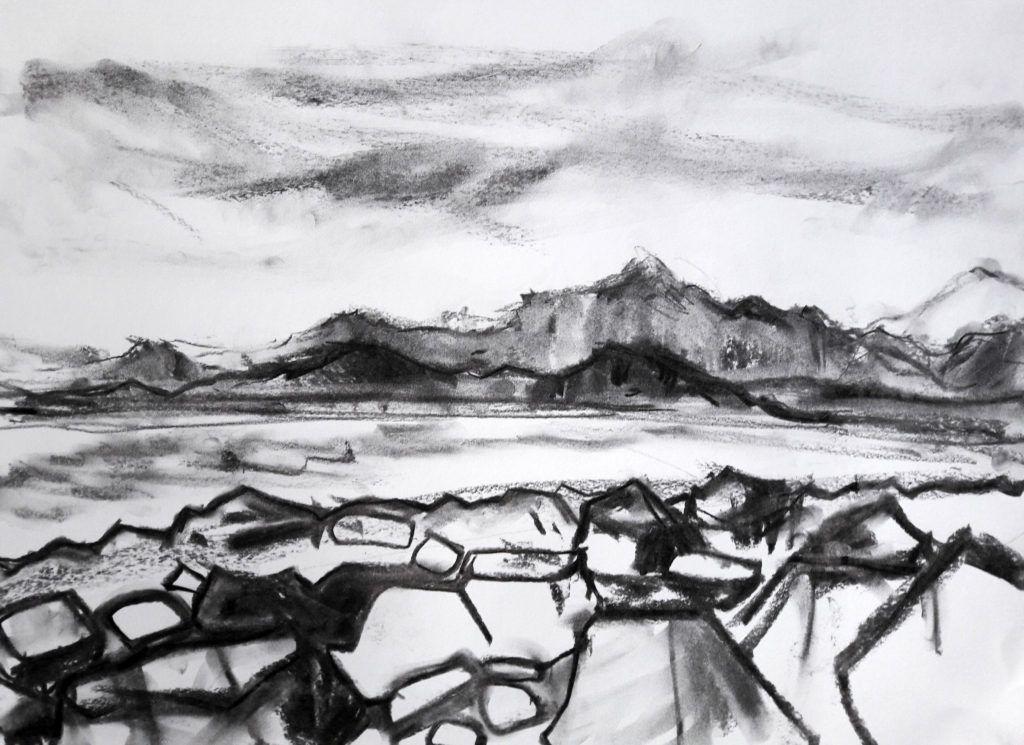 Charcoal study of the same view.