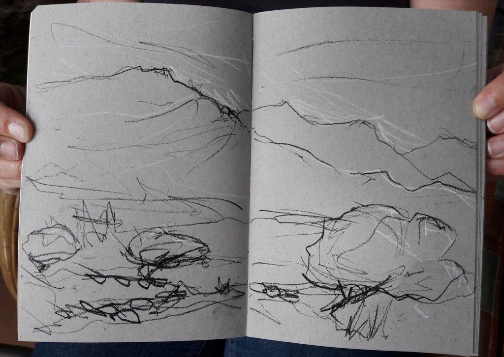 I carry a little sketch book me wherever I go – I never know when I'll need it! Love the grey paper in this little beaut (thanks Lynne!).