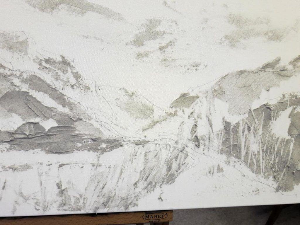 Detail of pumice application