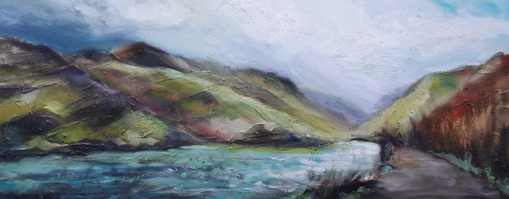 I've softened it a bit, to get more depth and to give more a sense of Welsh weather! The colour complexity is building. Looking forward to adding the foreground detail, but it has to wait its turn!