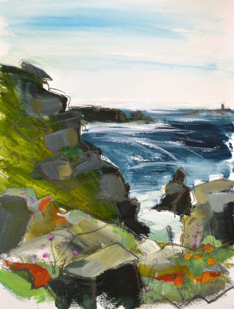 Study from the cliff-tops, looking towards Longships Lighthouse