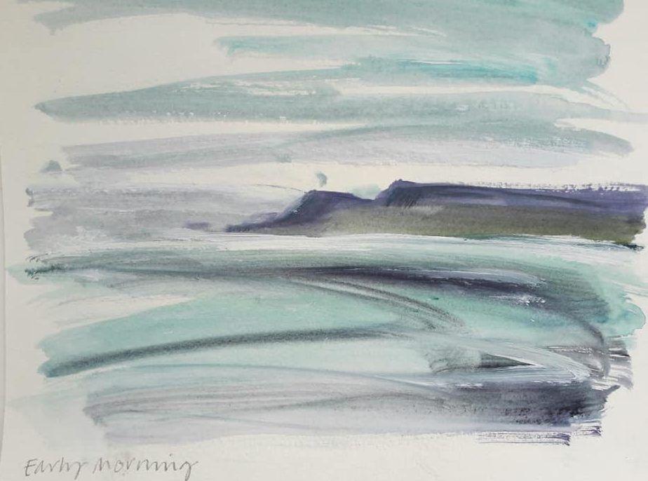 Early morning - quick acrylic sketch looking out to Cape Cornwall