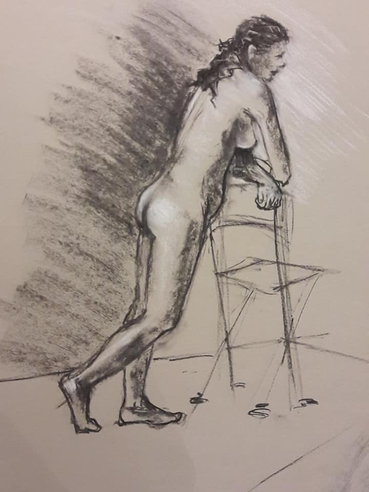 Steph. 20-minute study in charcoal and chalk