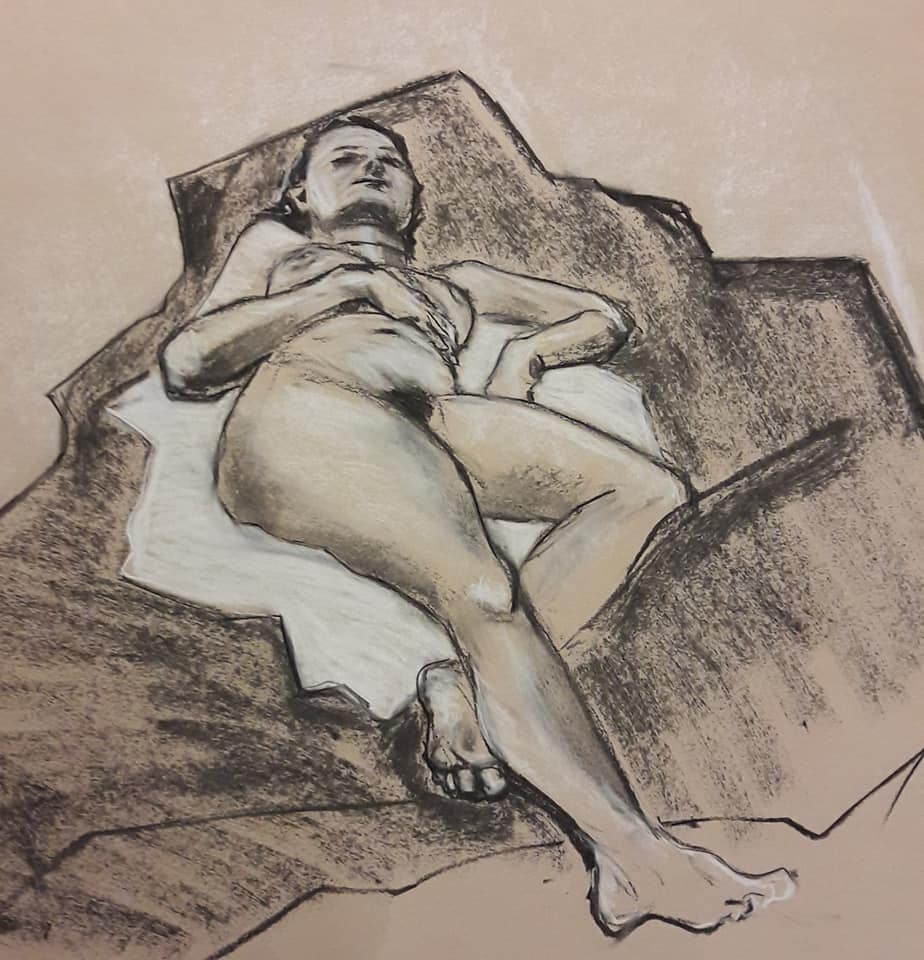 Steph. 20-minute study in charcoal and chalk