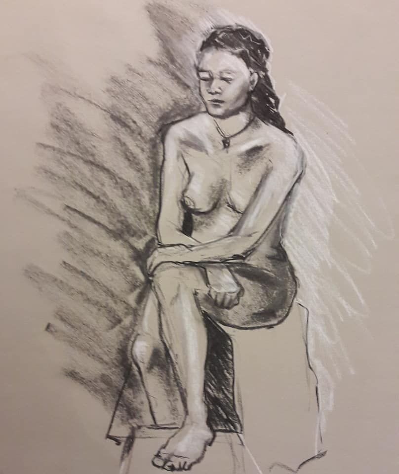 Steph. 20-minute study in charcoal and chalk