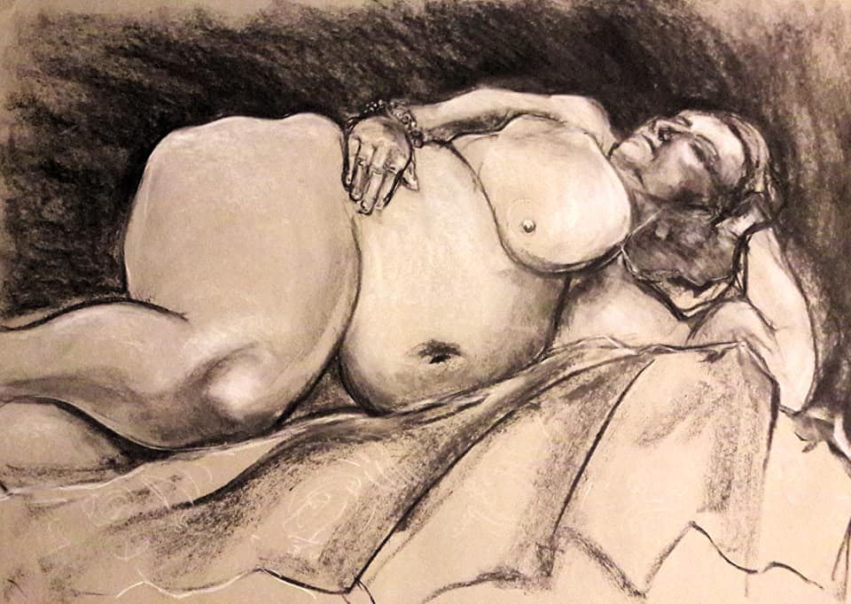 Becky. 40-minute study in charcoal and chalk