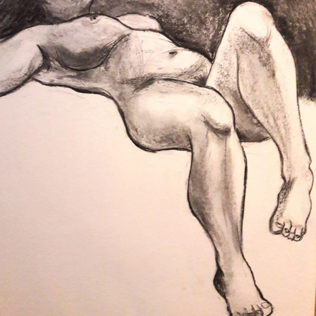 Life study in graphite, concentrating on line and shape