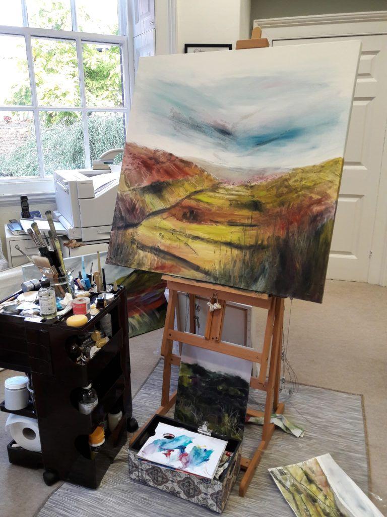 Light over Littondale underpainting in oil over pumice