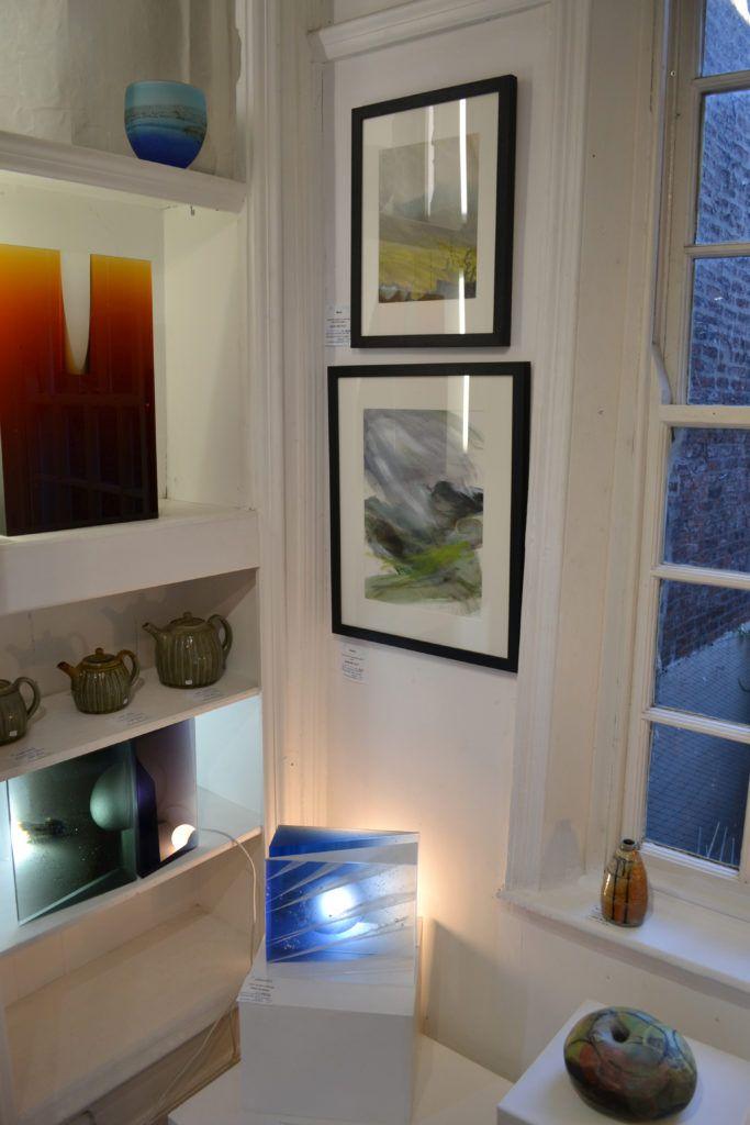 'Mists' and 'Storm', works on paper in acrylic
