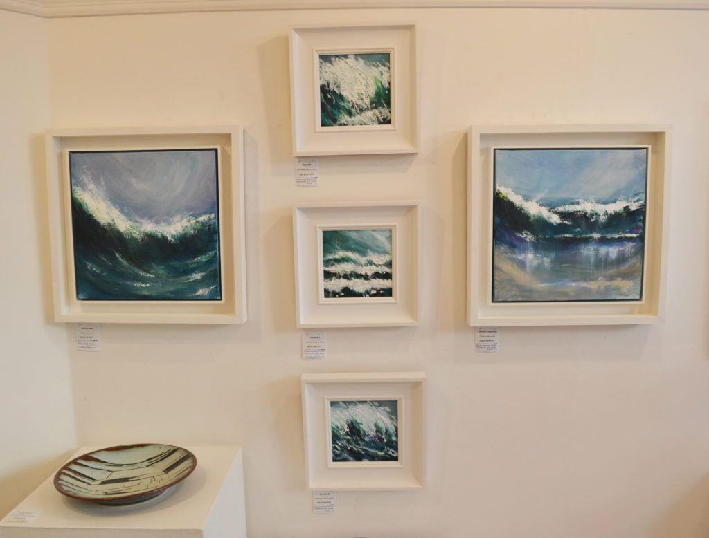 'Sennen Wave', 'Spindrift I, II and III' and 'Sennen Reflections' with ceramic by John Jelfs