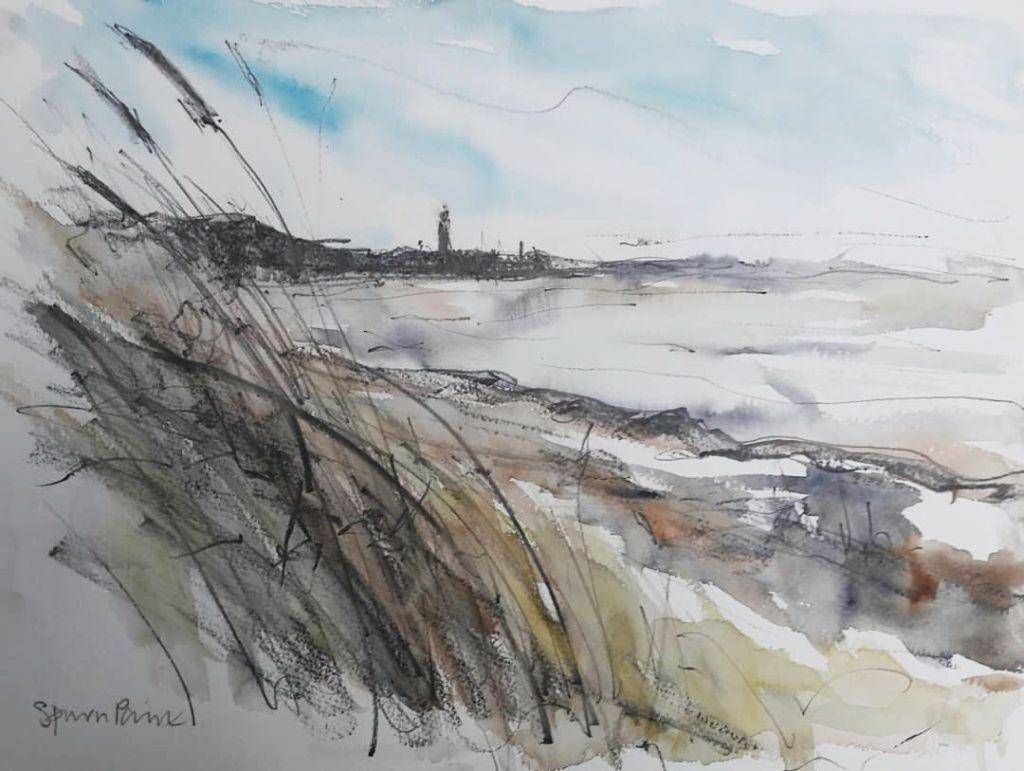 Spurn Point. Watercolour and graphite