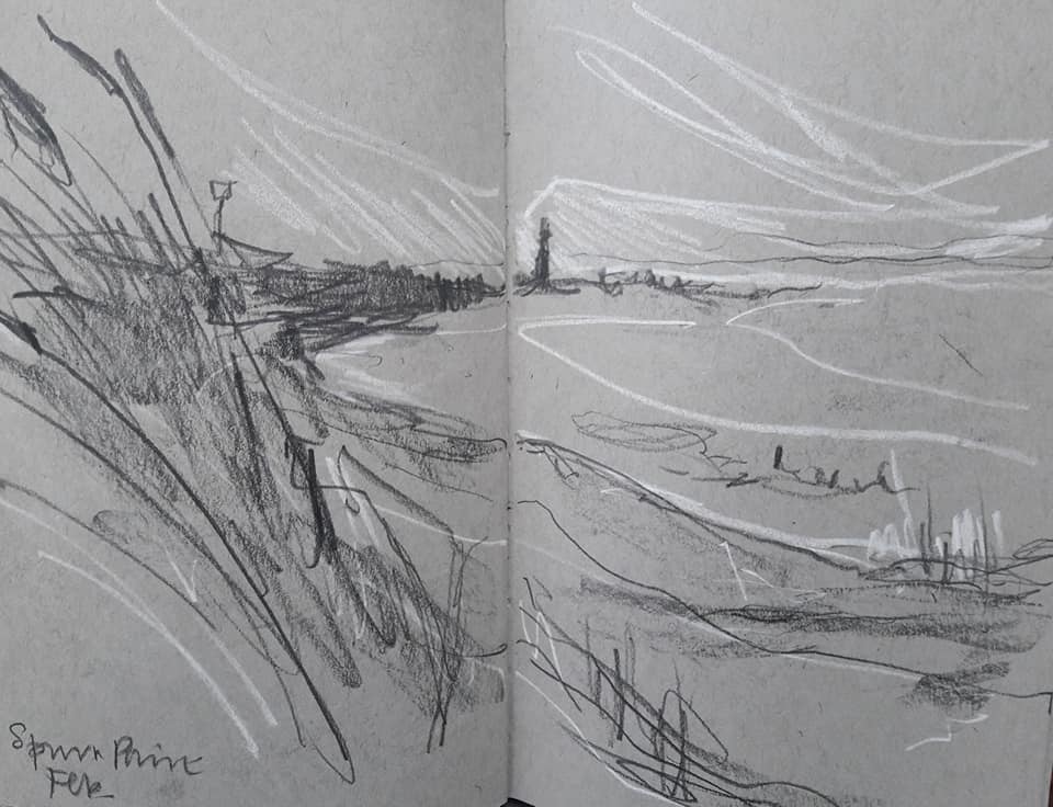 Spurn Point. Charcoal and chalk