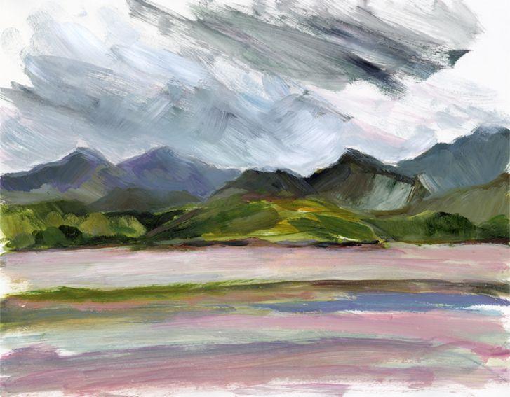 En plein air work on paper. Looking towards Ynys Gifftan from Ynys, North Wales