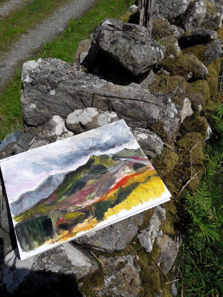 En plein air works on paper. Bright contrasts, North Wales