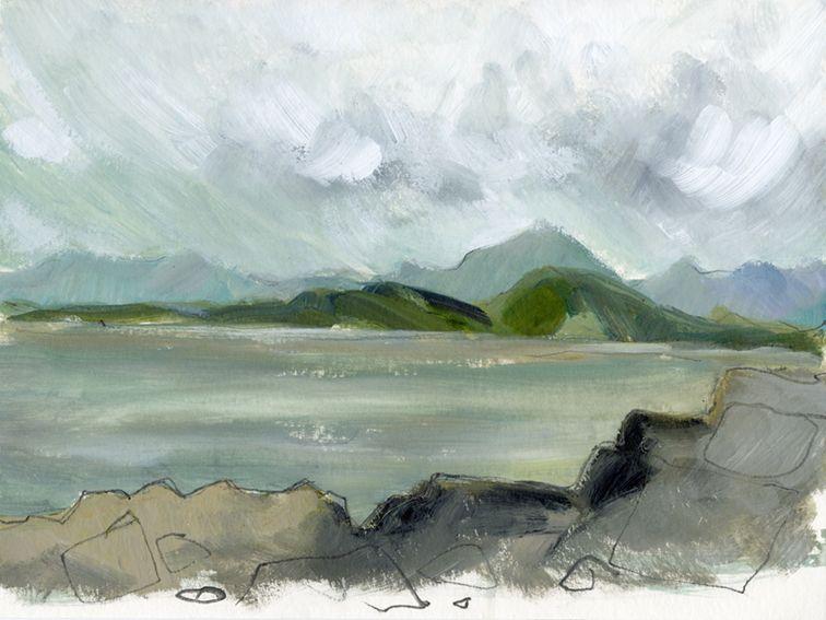 En plein air works on paper. Traeth Llandwg, North Wales