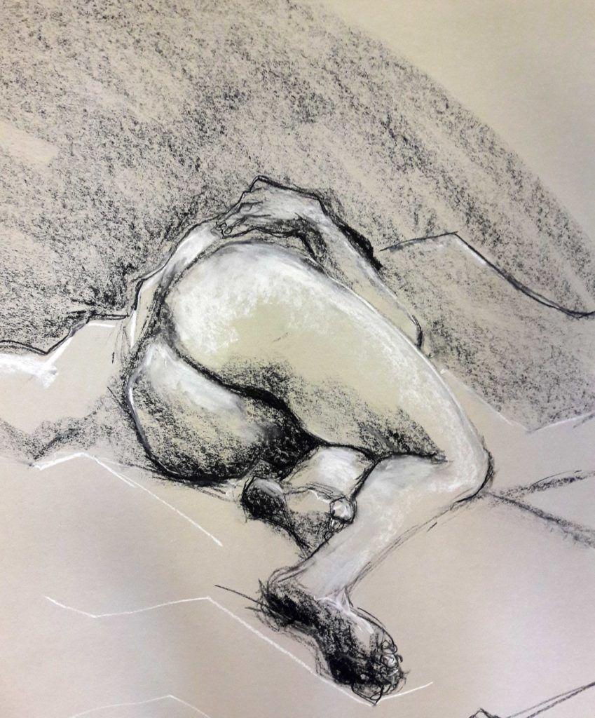 40-minute studio in charcoal and chalk on sugar paper