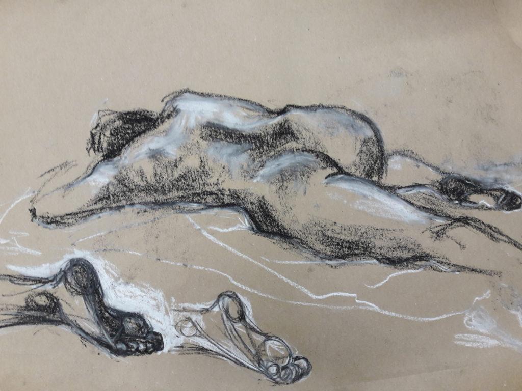 15-minute study in pastel and chalk on brown paper