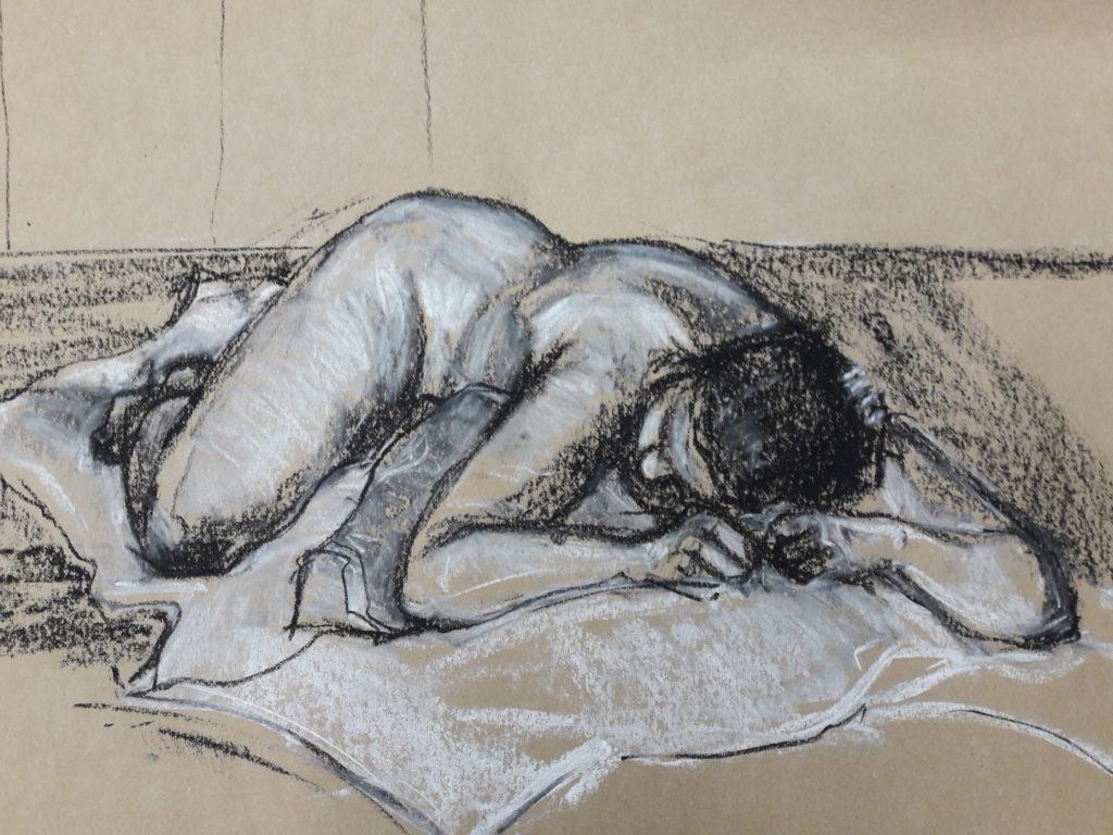 20-minute study in pastel and chalk on brown paper