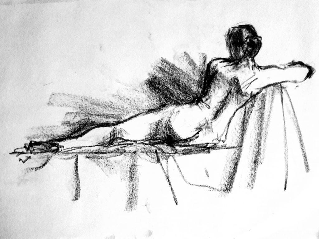 Life Drawing Live sketch in charcoal – 6-minute pose