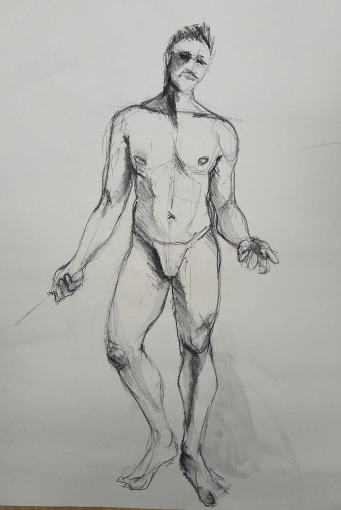 The Renaissance Workshop. 5-minute pose in charcoal pencil and graphite (model: David Wan)