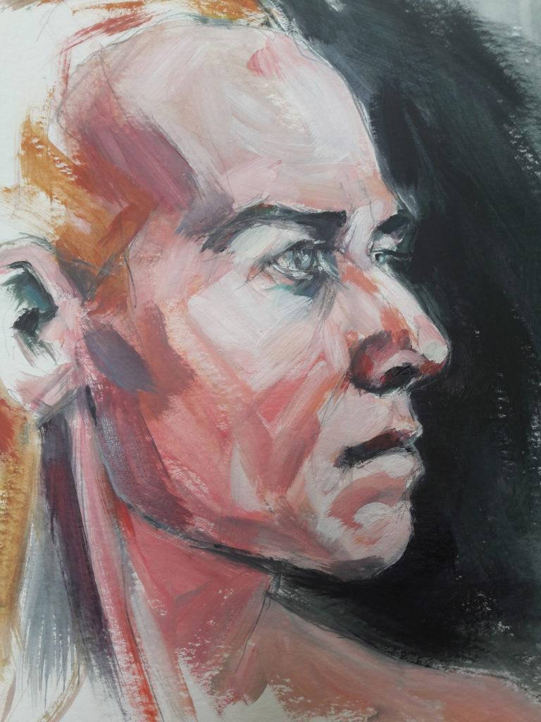 Online portrait study of @modbodadrian. Acrylic on paper