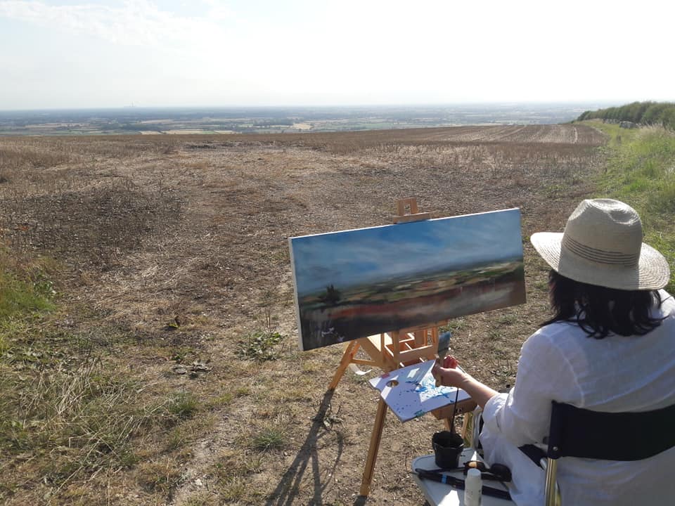 Painting en plein air on a scorching August day