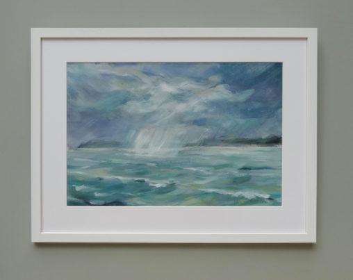 'Rain Over the Strait' framed work on paper