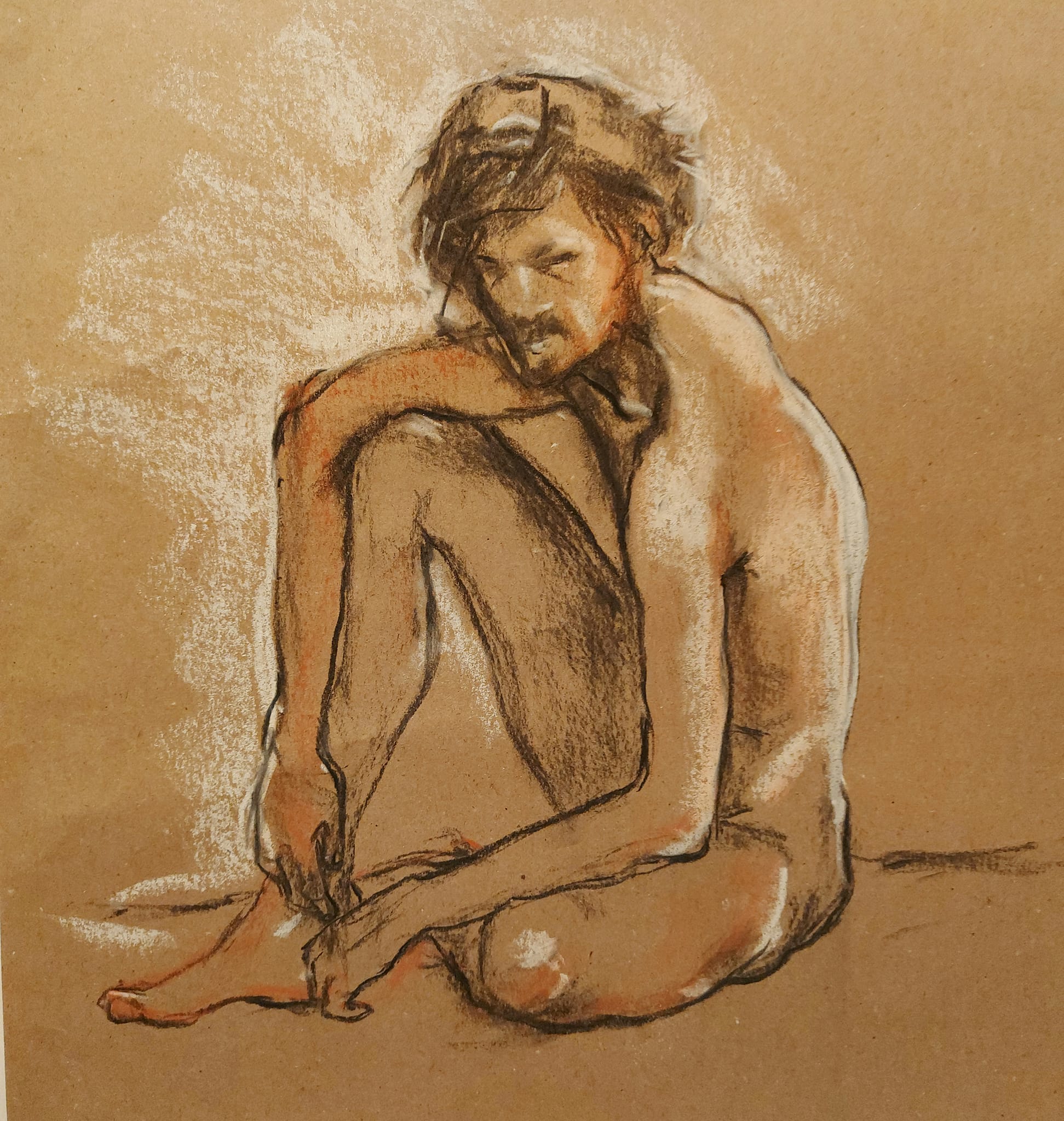 Kimbal. 10-minute study in charcoal and chalk. A2 Kraft paper