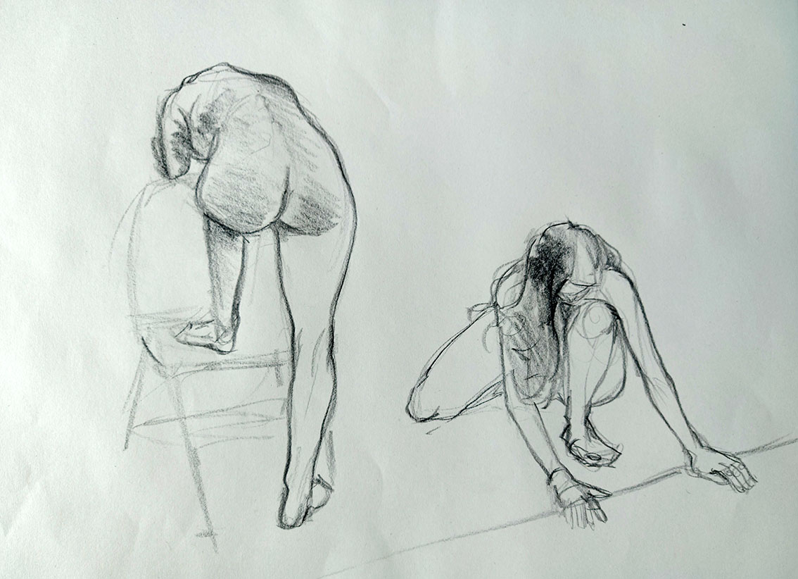 Zoe. 4-minute poses in charcoal. A2