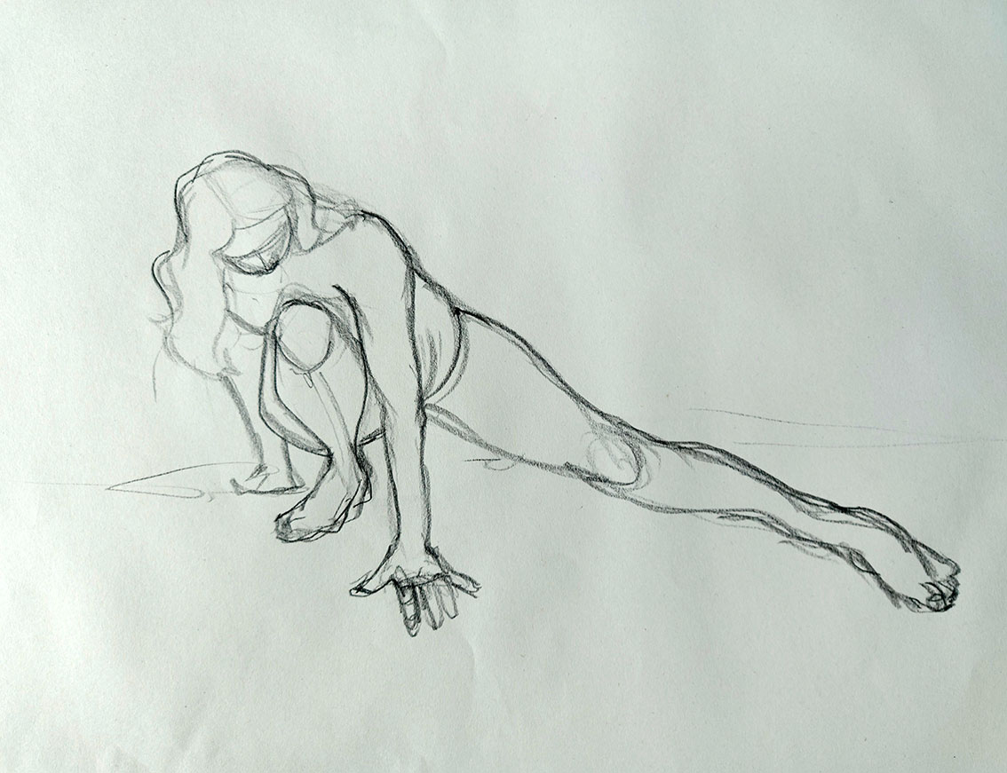 Zoe. 4-minute pose in charcoal. A2