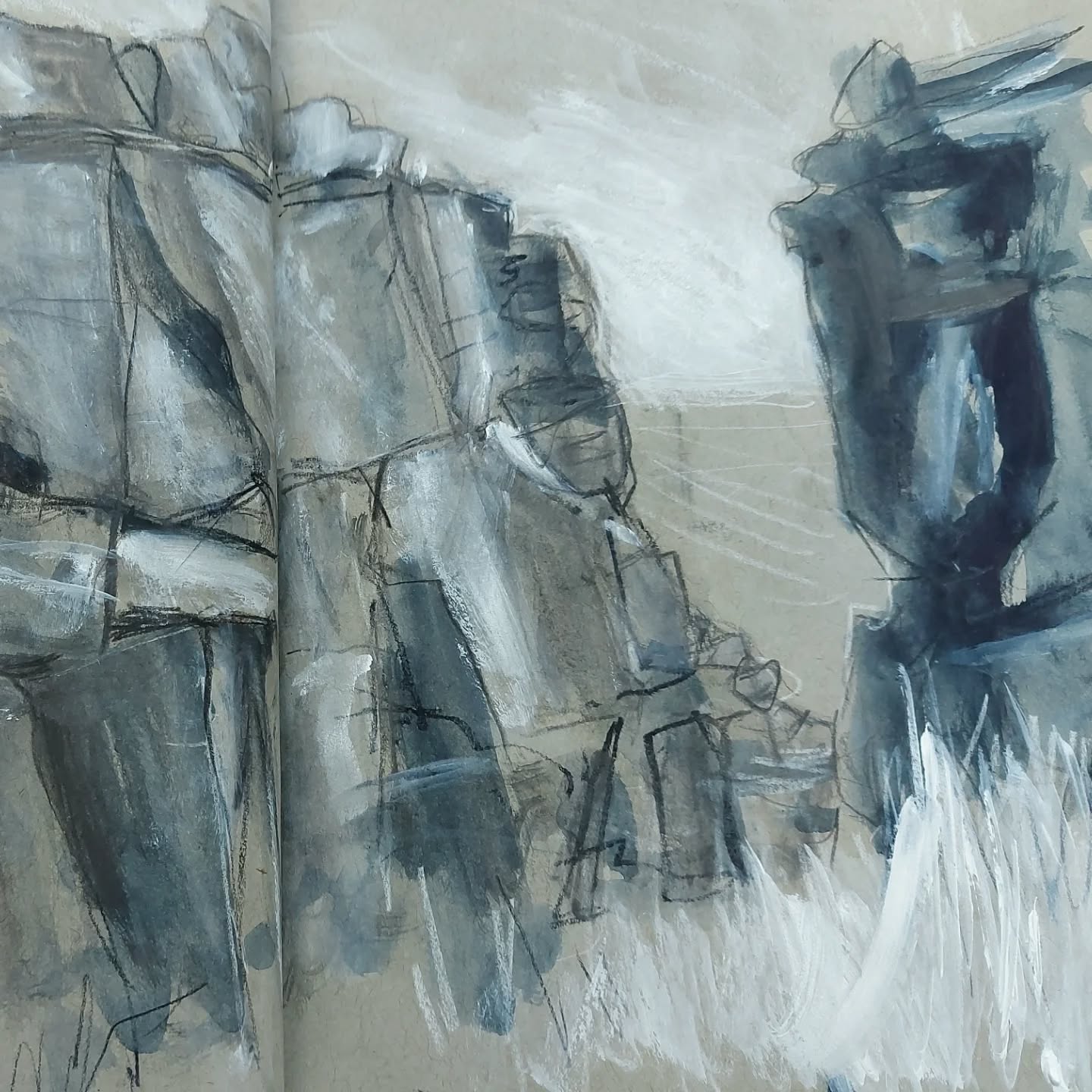 'Cow'. Charcoal, ink and acrylic