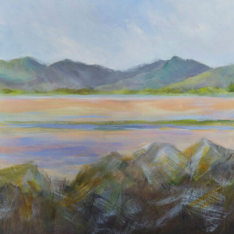 Egret. Studio painting by Kate Pettitt