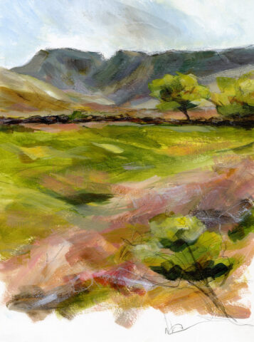 May Mountain / Mynnydd Mai. Plein air painting by Kate Pettitt